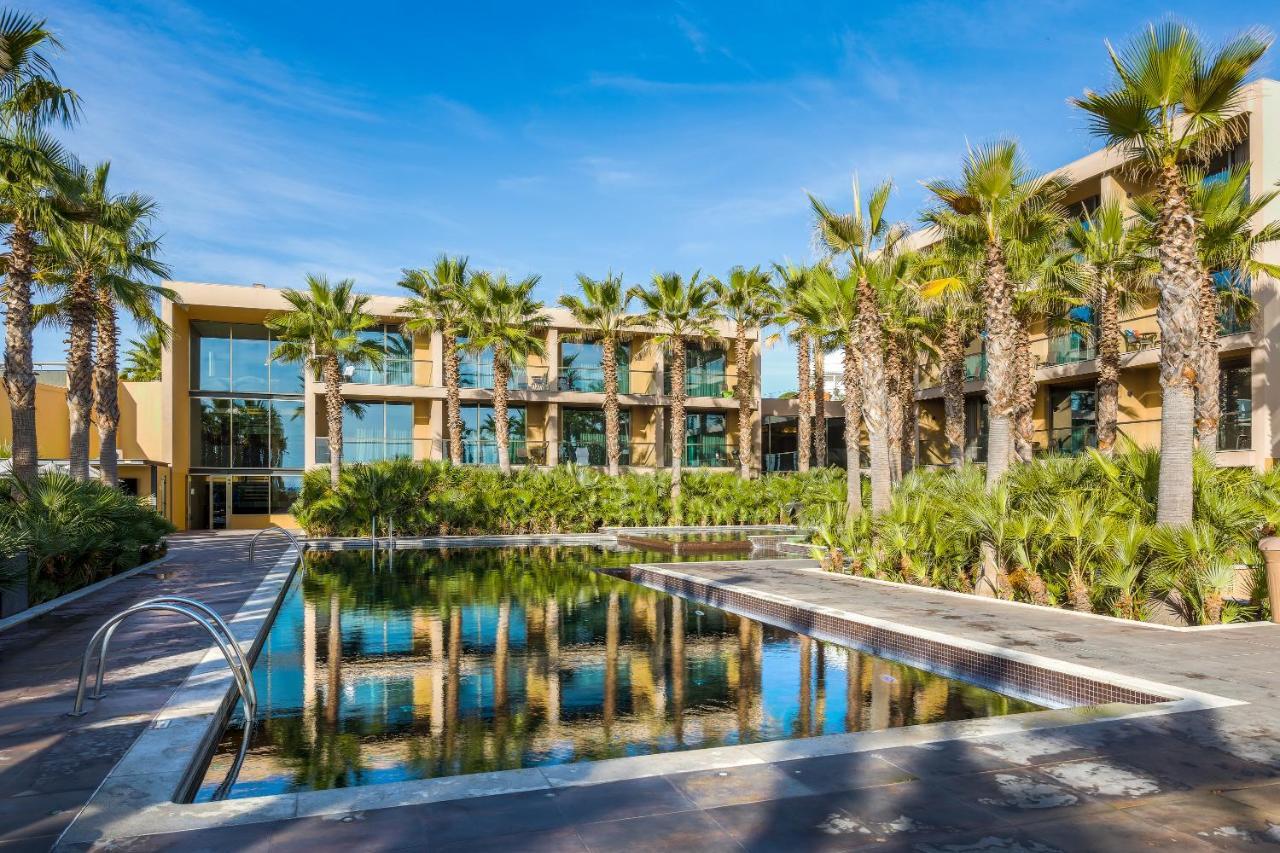 拉戈芒塔格别墅瑙酒店 蒙塔吉尔 外观 照片 The photo features a modern building surrounded by lush greenery and palm trees. In the foreground, there is a serene swimming pool with a reflective surface that captures the surrounding environment. The architecture of the building appears to have 